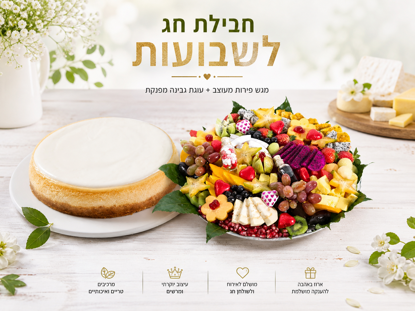 מארז שבועות: מגש פירות + עוגה